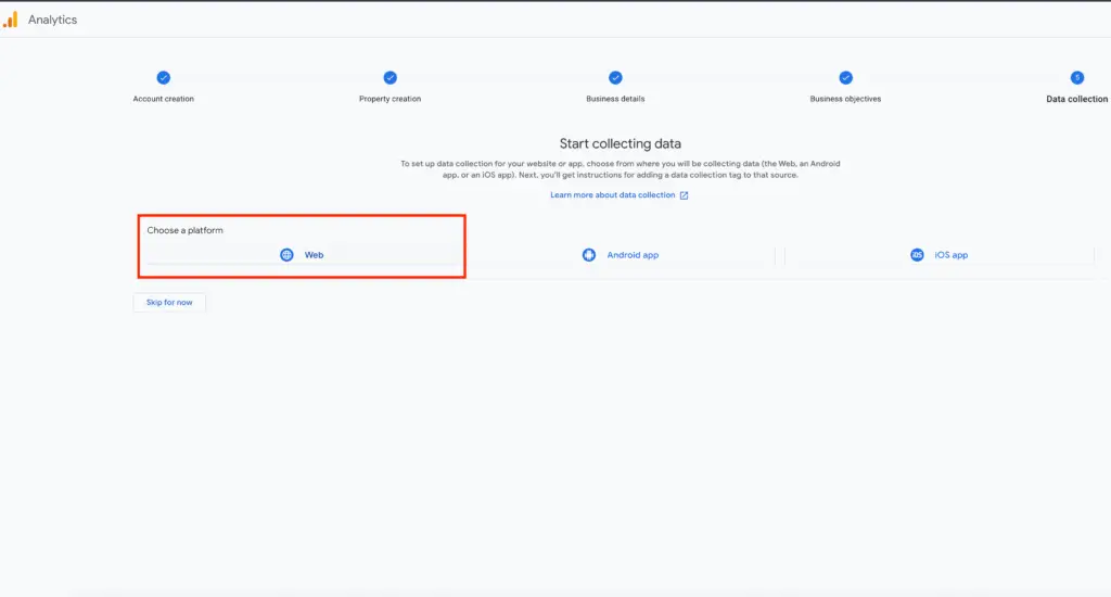 ขั้นตอนการตั้งค่า GA4 เกือบขั้นตอนสุดท้าย