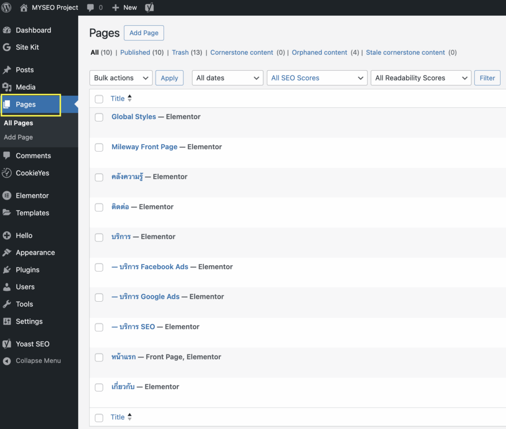 การสร้างหน้าเว็บ Page โดย WordPress